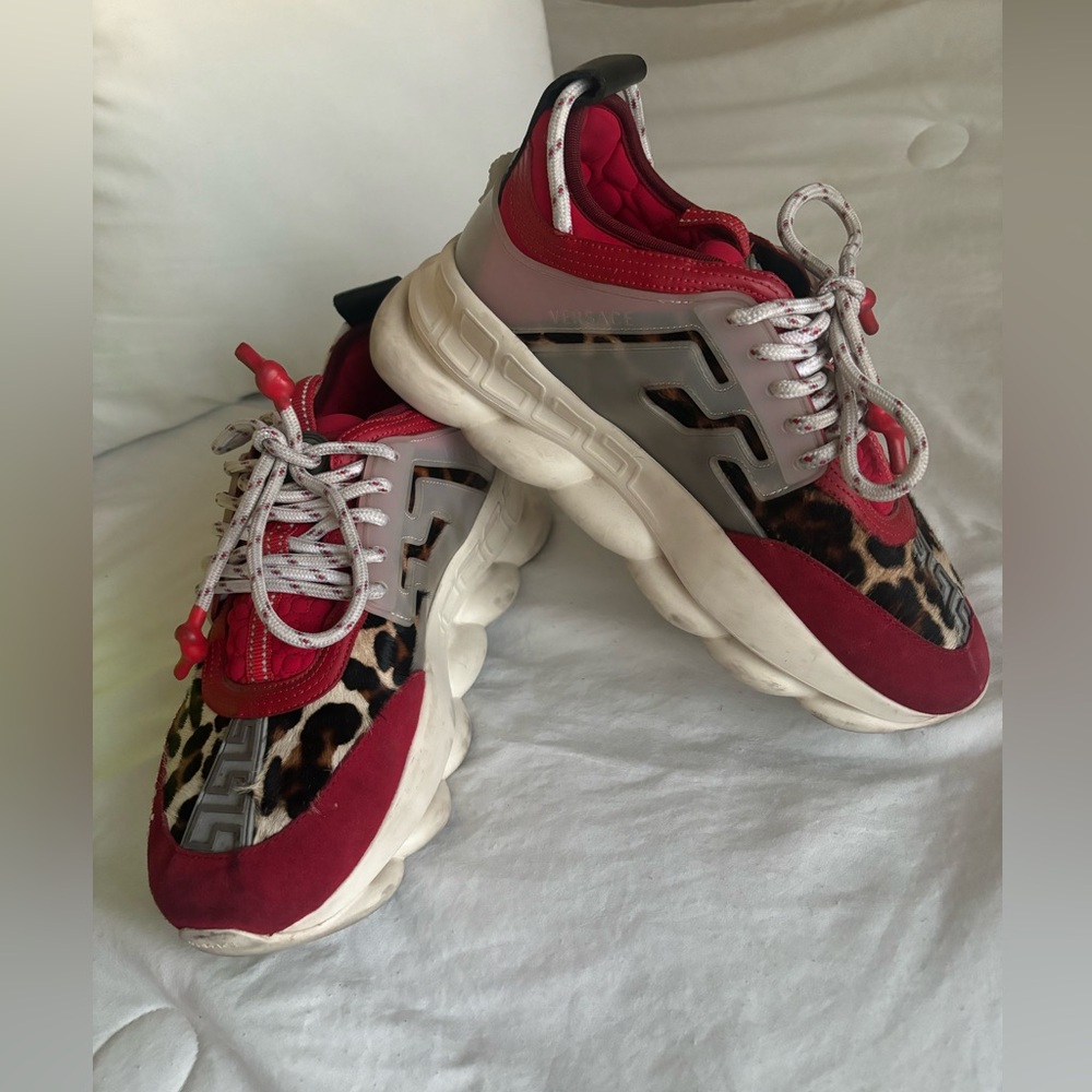 Authentic VERSACE Chain Reaction sneakers Real pony Hair and leather size 40
